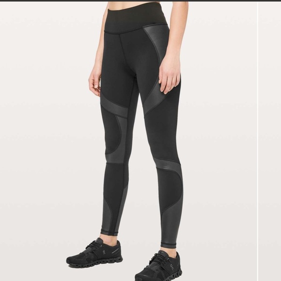 Lululemon Leggings Women 6 City Core Tight 27” black shiny matte athletic C5 - Picture 1 of 12